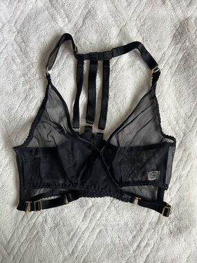 Bordelle. ART DECO MESH WRAP BRA BLACK in Small